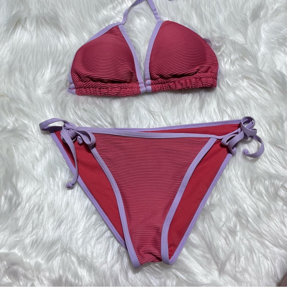 Arden swim pink/purple ribbed bikini‎ size S